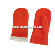 Color de advertencia fluorescente PVC Fingerless Glove-5117